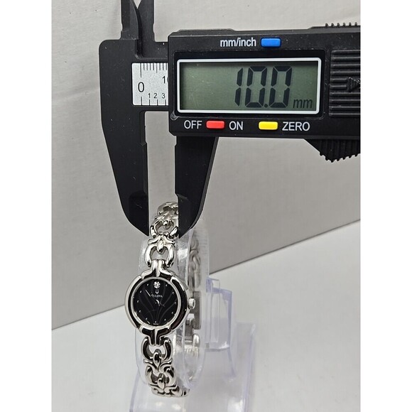 Bulova A3 Womens Diamond Quartz Watch Silver Bracelet Black Dial New Battery - Picture 6 of 10